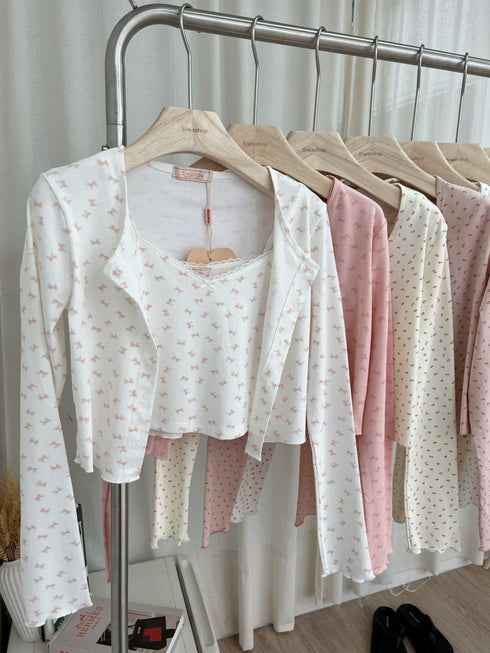 Floral Print Camisole with Shrugs Sets